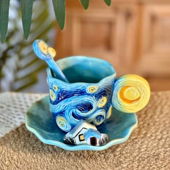 Керамична чаша - Звездна нощ на Ван Гог