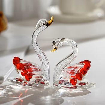 Фигурка от цветен кристал, тип Сваровски, лебед