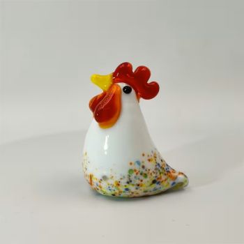 Кокошката, която снася златни яйца . Фигурка от цветно стъкло кристал, тип Мурано