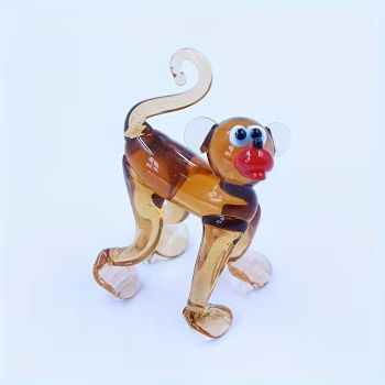 Малка пластика на маймунка от цветно стъкло