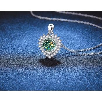 Сребърно колие със син мойсанит, Сърцето на океана