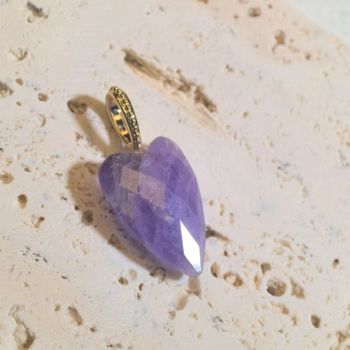 Сърце, колие от естествен аметист 