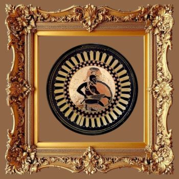 Картина, ръчно рисувана керамика, златен варак "Спартак"