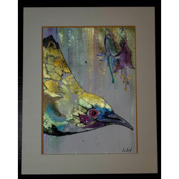 Златна пролет - акварел с позлата