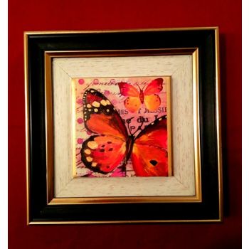 Картина, рисувана керамика, пеперудена любов