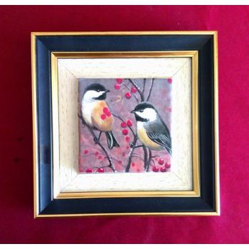 Коледен подарък, картина рисувана керамика