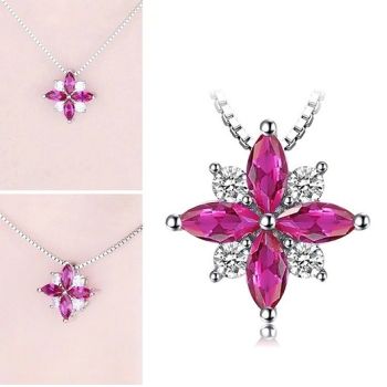 Сребърно колие с рубини