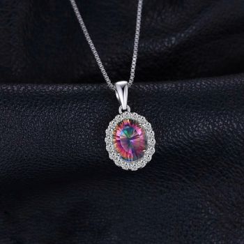 Сребърно колие с естествен топаз